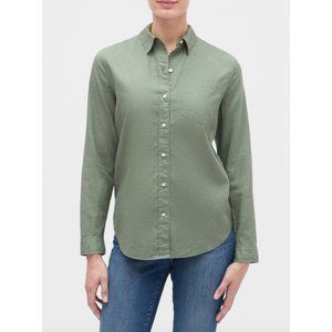 GAP  Twig Green Linen Cotton Boyfriend Shirt NWT XXL